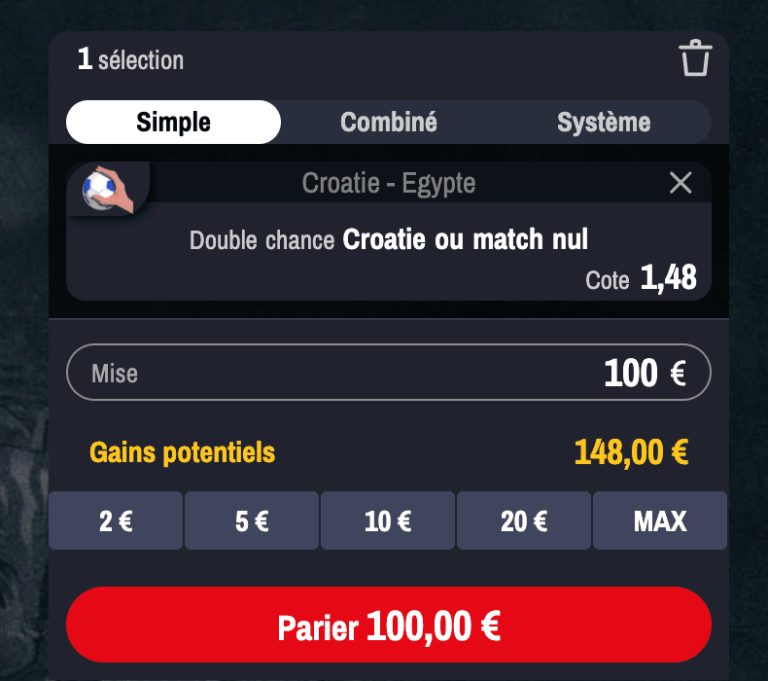 pari double chance handball -Winamax
