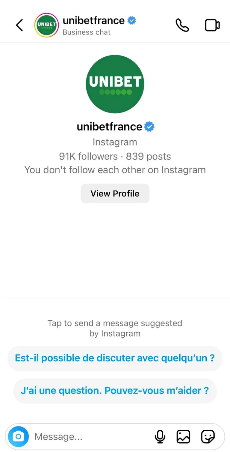 contacter unibet via instagram