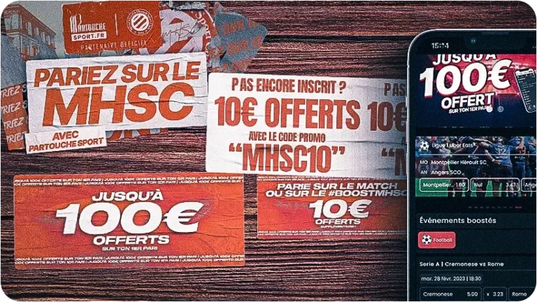 Bonus Partouche Sport - 10€ freebet pour parier sur le MSHC