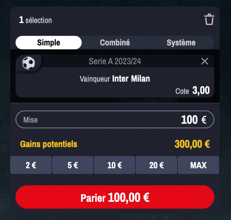 cote vainqueur serie A - Inter Milan - Winamax