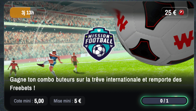 freebet Winamax 25€ - Mission football