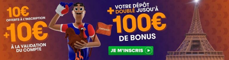 bonus Betsson 20€ sans dépôt + 100€ - août 2024