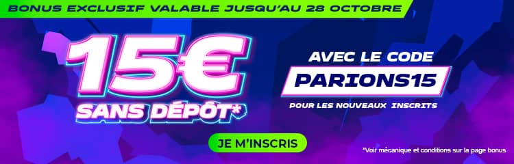 15€ freebet gratuit sans dépôt - Parions Sport En Ligne