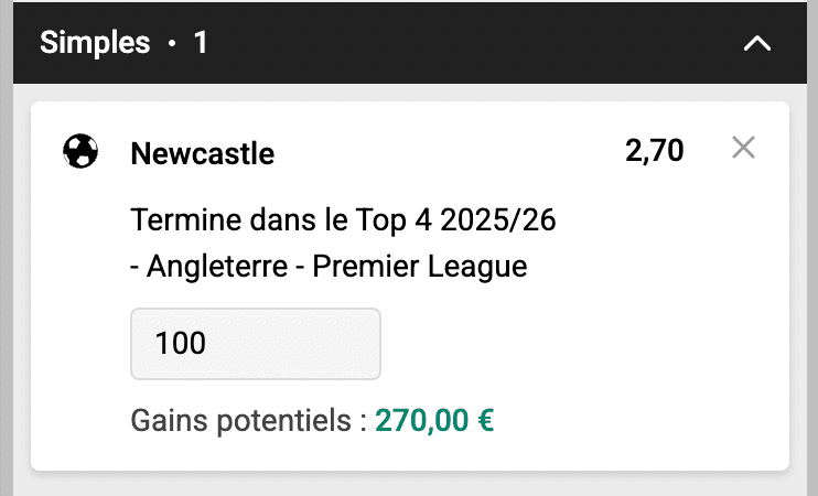 cote vainqueur Premier League top 4